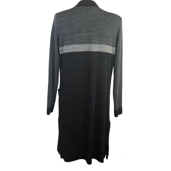 MISOOK LONG OPEN FRONT COLOR BLOCK CARDIGAN - Picture 5 of 9